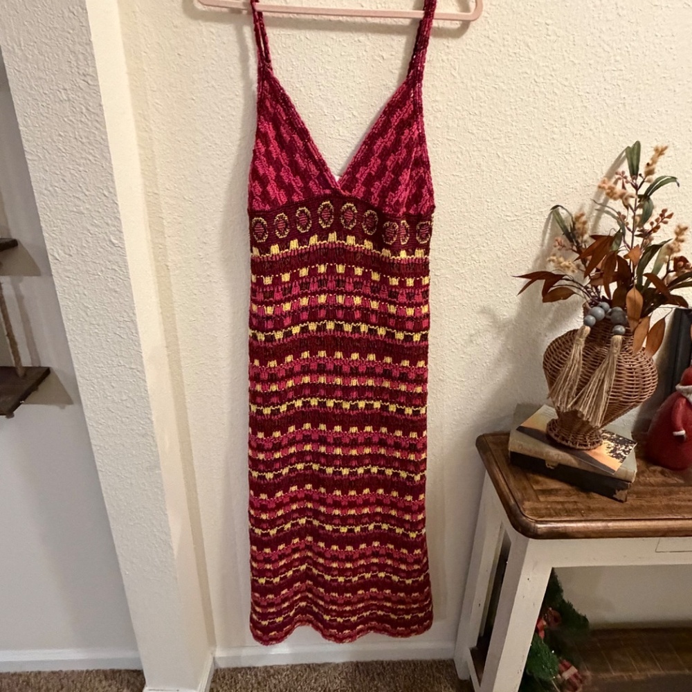 Zara Strappy Crochet Midi Dress, Sz L, Like New - Picture 3 of 8